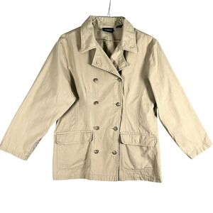 Vintage Liz Claiborne Liz Sport Women's Khaki Double‎ Breasted Cotton Jacket L